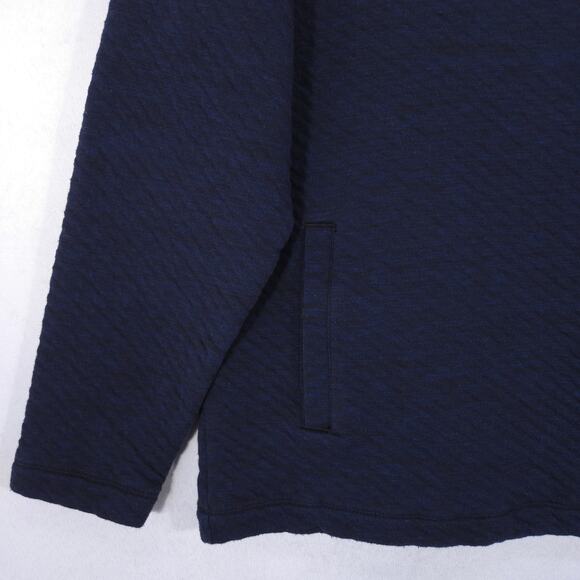 Tommy Bahama Henley Sweater Mens M Navy Quilted Mock Neck Long Sleeve Pullover - Picture 3 of 10